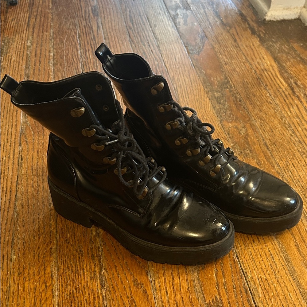 Black Lace-Up Combat Boots